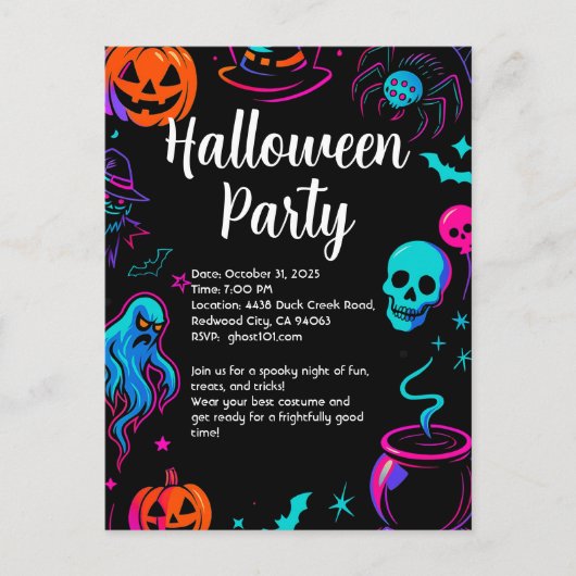 Griezelige Halloween-feestuitnodiging Briefkaart (Voorkant)