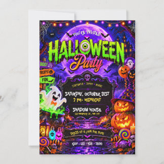 Griezelige Halloween-feestuitnodiging Kaart