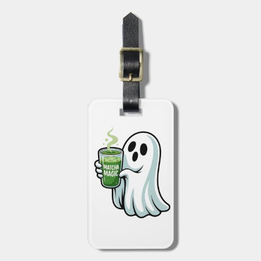 Griezelige Halloween Geest Drinkt Matcha Drank  Bagagelabel (Voorkant verticaal)