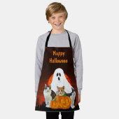 Griezelige Halloween Geest Kerkhof Oranje Schort (Gedragen)