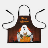 Griezelige Halloween Geest Kerkhof Oranje Schort (Voorkant)