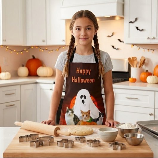 Griezelige Halloween Geest Kerkhof Oranje Schort