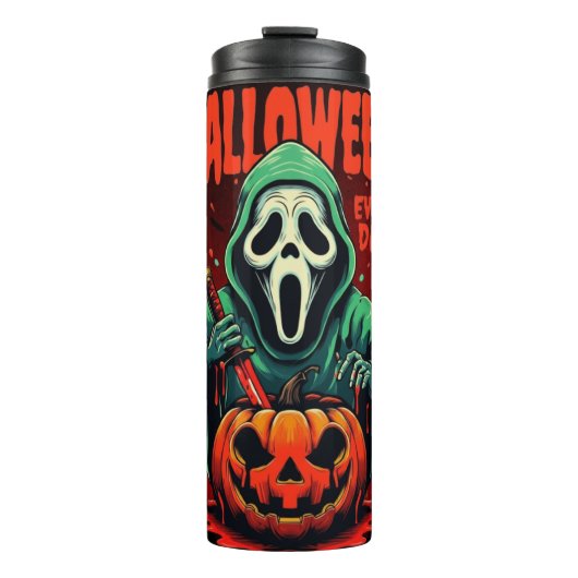 Griezelige Halloween Geest Pompoen Thermische Mok (Voorkant)