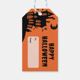 Griezelige Halloween-geesten en vleermuizen Cadeaulabel