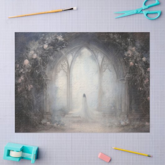 Griezelige Halloween gotische boog met vleermuizen Tissuepapier (Craft)