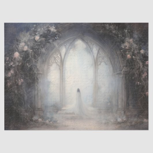 Griezelige Halloween gotische boog met vleermuizen Tissuepapier (Voorkant)