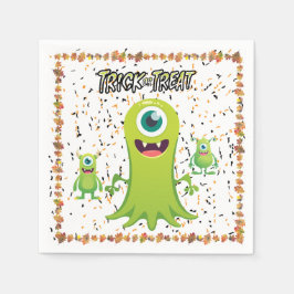 Griezelige Halloween-groep van slijmmonsters Servet
