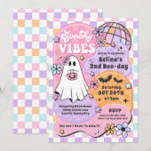 Griezelige Halloween Groovy Geest Verjaardagsfeest Kaart (Voorkant / Achterkant)