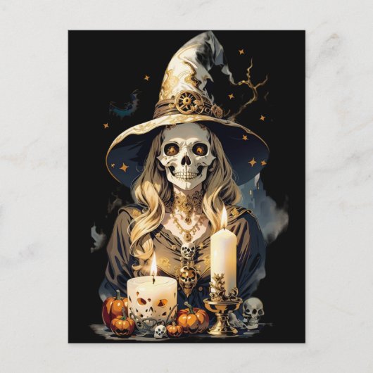 Griezelige Halloween Heks Briefkaart (Voorkant)