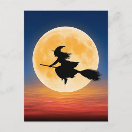 Griezelige Halloween Heks Groet Ansichtkaart Briefkaart