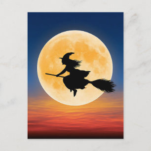 Griezelige Halloween Heks Groet Ansichtkaart Briefkaart