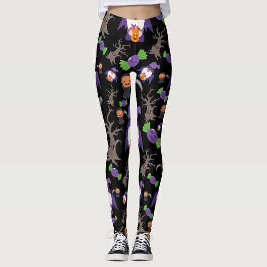 Griezelige Halloween Heks Kabouter Leggings (Voorkant)