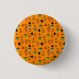 Griezelige Halloween Heks, Spookhuis, Maan Ronde Button 3,2 Cm