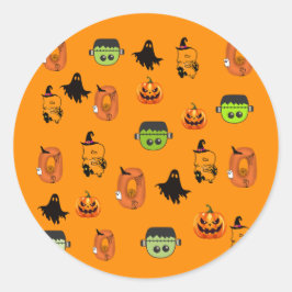 Griezelige Halloween Heks, Spookhuis, Maan Ronde Sticker