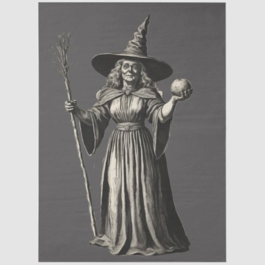  griezelige Halloween-heks Tissuepapier (Voorkant)