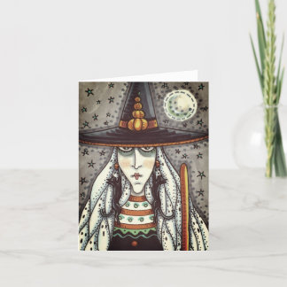 GRIEZELIGE HALLOWEEN HEKS, ZWARTE KAT OORBELLEN Bl Kaart