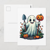 Griezelige Halloween Herfst Tuinieren Geest Pompoe Briefkaart (Voorkant / Achterkant)