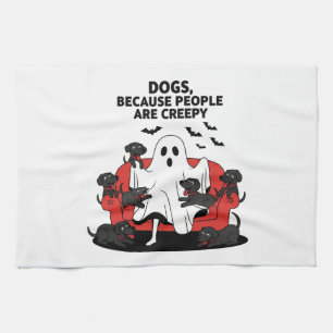 Griezelige Halloween-hond Griezelige Geest 23 Theedoek