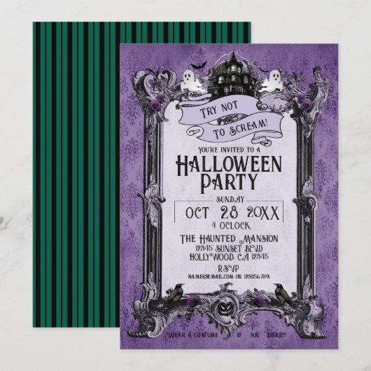Griezelige Halloween Huisfeest Kaart (Voorkant / Achterkant)