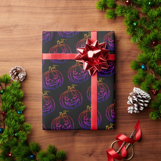 Griezelige Halloween-icoonpatroon Cadeaupapier (Feestdagen Geschenken)