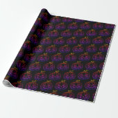 Griezelige Halloween-icoonpatroon Cadeaupapier (Uitgerold)