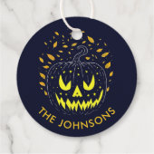Griezelige Halloween Jack O Lantern Horror Pompoen Bedankjes Labels (Achterkant)