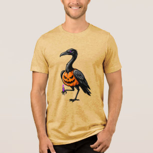 Griezelige Halloween Jack O Lantern Kraai Grafisch Tri-Blend Shirt