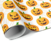 Griezelige Halloween Jack O Lantern Wit Oranje Cadeaupapier (Rol Hoek)