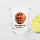 Griezelige Halloween Jack o'lantern feestdrank Shot Glas (Voorkant)