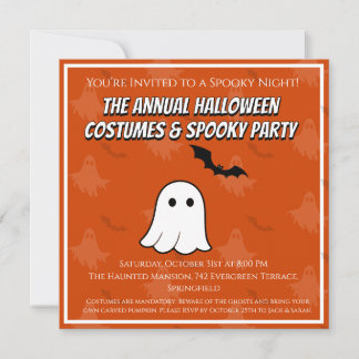 Griezelige Halloween-kostenparty-uitnodigingskaart Kaart