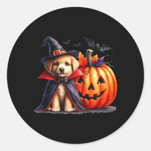 Griezelige Halloween Kostuum Pompoen Hond Ronde Sticker