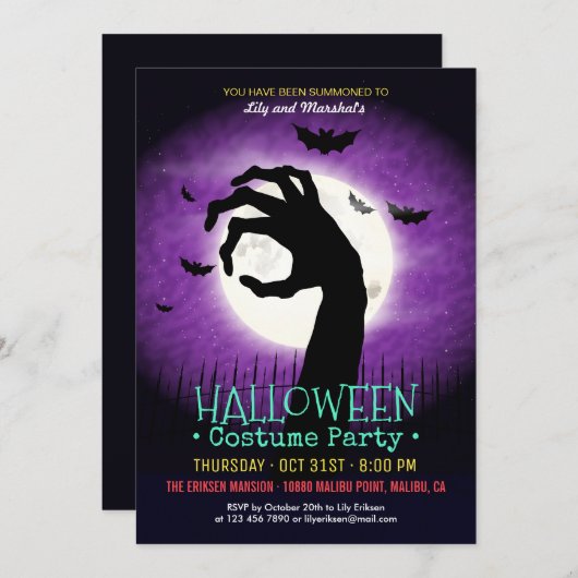 Griezelige Halloween-kostuumfeest | Uitnodiging (Voorkant / Achterkant)