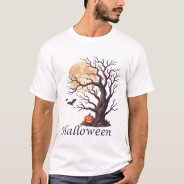 Griezelige Halloween Kromme Boom Jack-o'-Lantern T-shirt