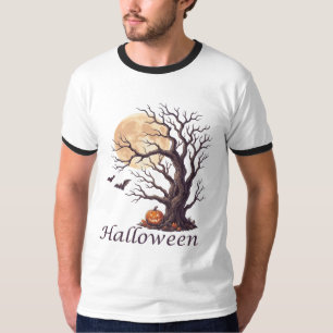 Griezelige Halloween Kromme Boom Jack-o'-Lantern T-shirt
