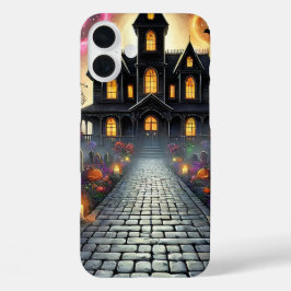 Griezelige Halloween-landhuis-gloeiende telefoonho iPhone 16 Plus Hoesje