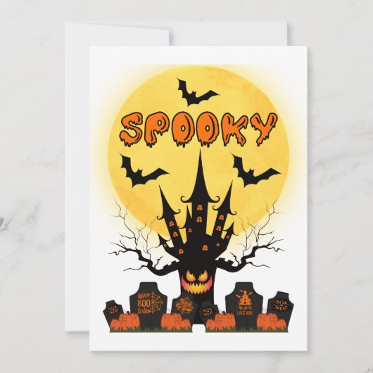 Griezelige Halloween Maan Uitnodiging (Voorkant)