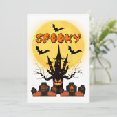 Griezelige Halloween Maan Uitnodiging (Staand voorkant)