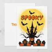 Griezelige Halloween Maan Uitnodiging (Voorkant / Achterkant)