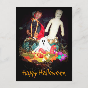 Griezelige Halloween Mummie en Geest Vakantie Ansi Feestdagenkaart