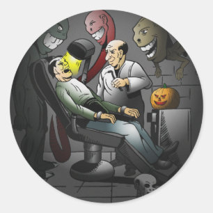 Griezelige Halloween-nacht bij de tandarts Ronde Sticker