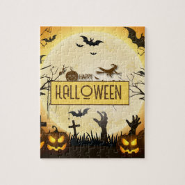 Griezelige Halloween Nacht Geheime Herfst Ontwerp Legpuzzel