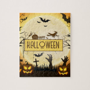 Griezelige Halloween Nacht Geheime Herfst Ontwerp Legpuzzel
