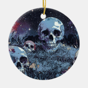 Griezelige Halloween Nacht - Griezelschedels Keramisch Ornament