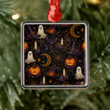 Griezelige Halloween Nacht Pompoen & Geest Patroon