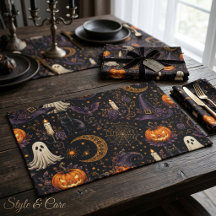 Griezelige Halloween Nacht Pompoen & Geest Patroon