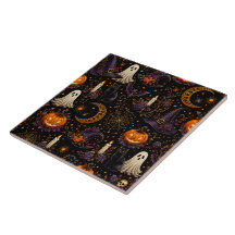 Griezelige Halloween Nacht Pompoen & Geest Patroon