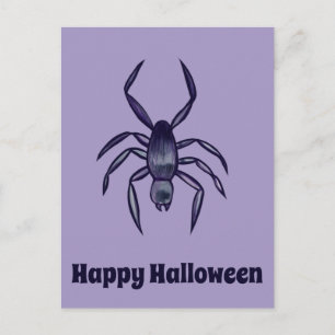 Griezelige Halloween Paarse Spin Kunst Briefkaart