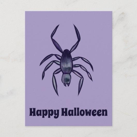 Griezelige Halloween Paarse Spin Kunst Briefkaart (Voorkant)