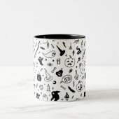 griezelige halloween party doodle tweekleurige koffiemok (Center)