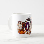 Griezelige Halloween Patchwork Koffiemok (Voorkant links)